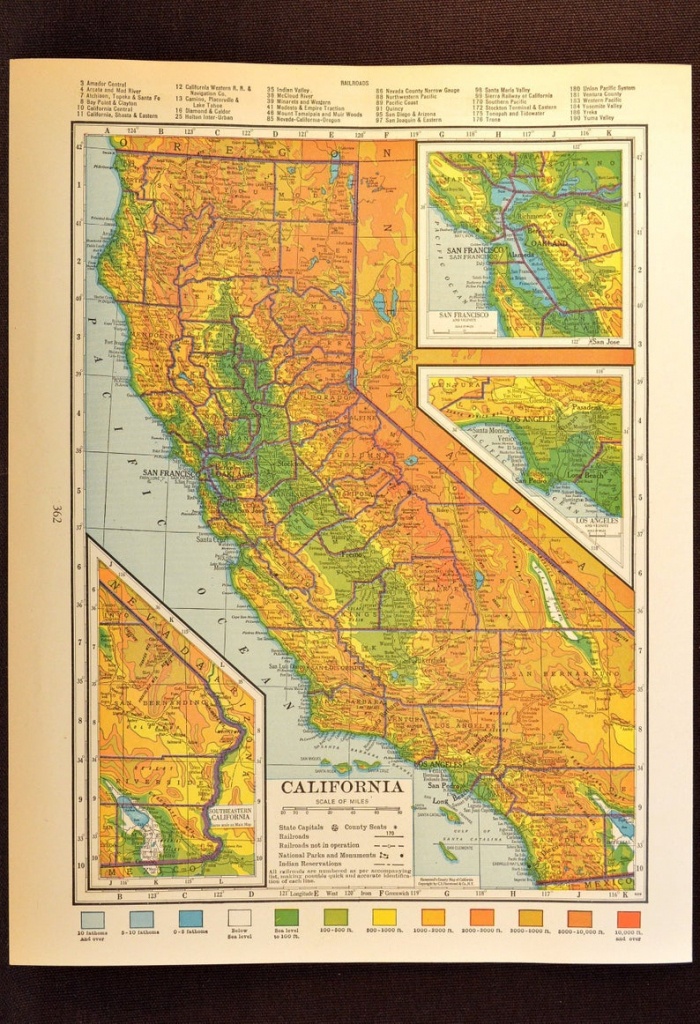 California Map Of California Topographic Map Wall Art Decor | Etsy - California Map Wall Art