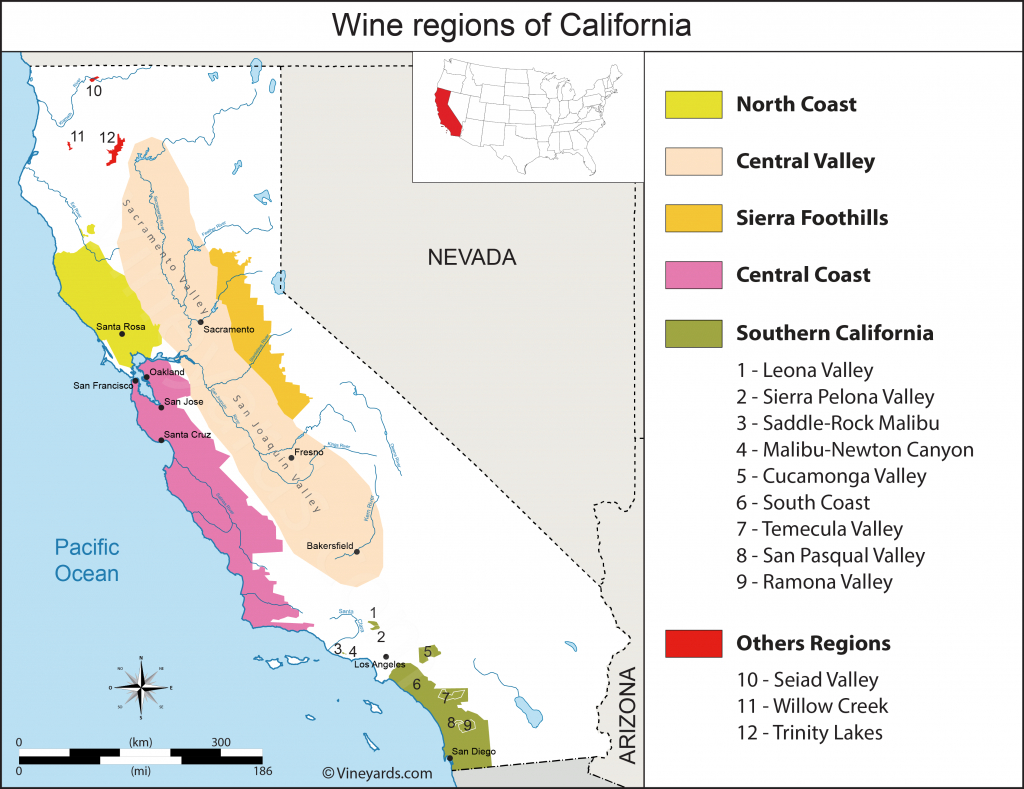 California Map Of Vineyards Wine Regions - California Wine Ava Map