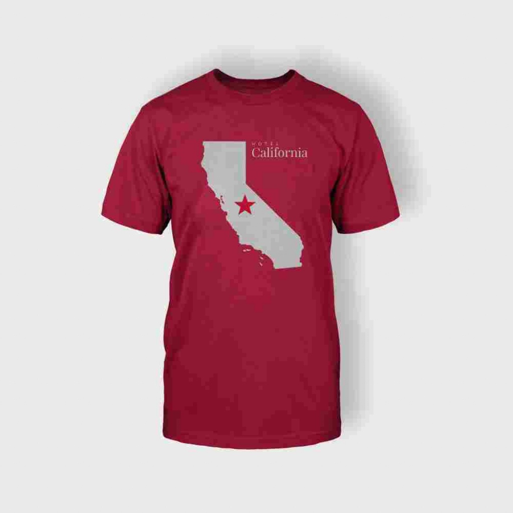 California Map T-Shirt (Red) - Mairie De Combleux - California Map Shirt