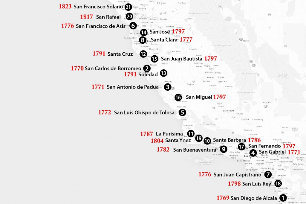 California Missions Map: Where To Find Them - California Missions Map Printable