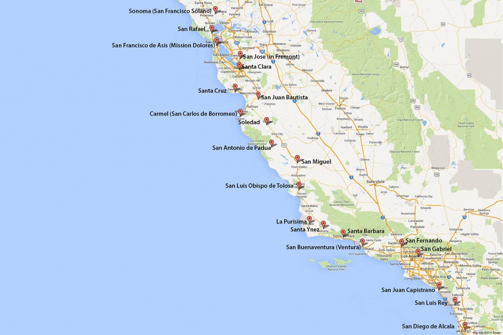 California Missions Map: Where To Find Them - Malibu California Map