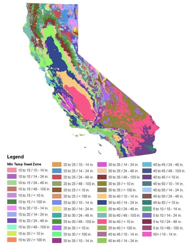 California Native Plant Provisional Seed Zones Growing Zone Map California 