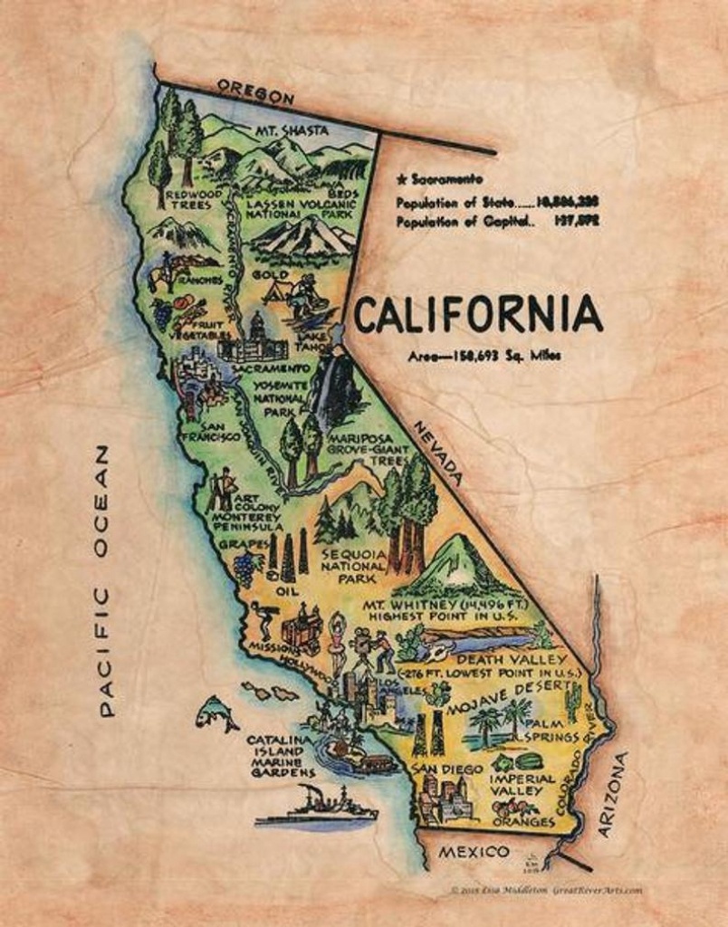 California Old California Map Kid&amp;#039;s Retro Map | Etsy - California Map Old