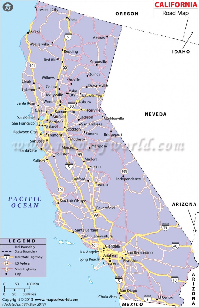 California Road Map, California Highway Map - Detailed Map Of California Coastline