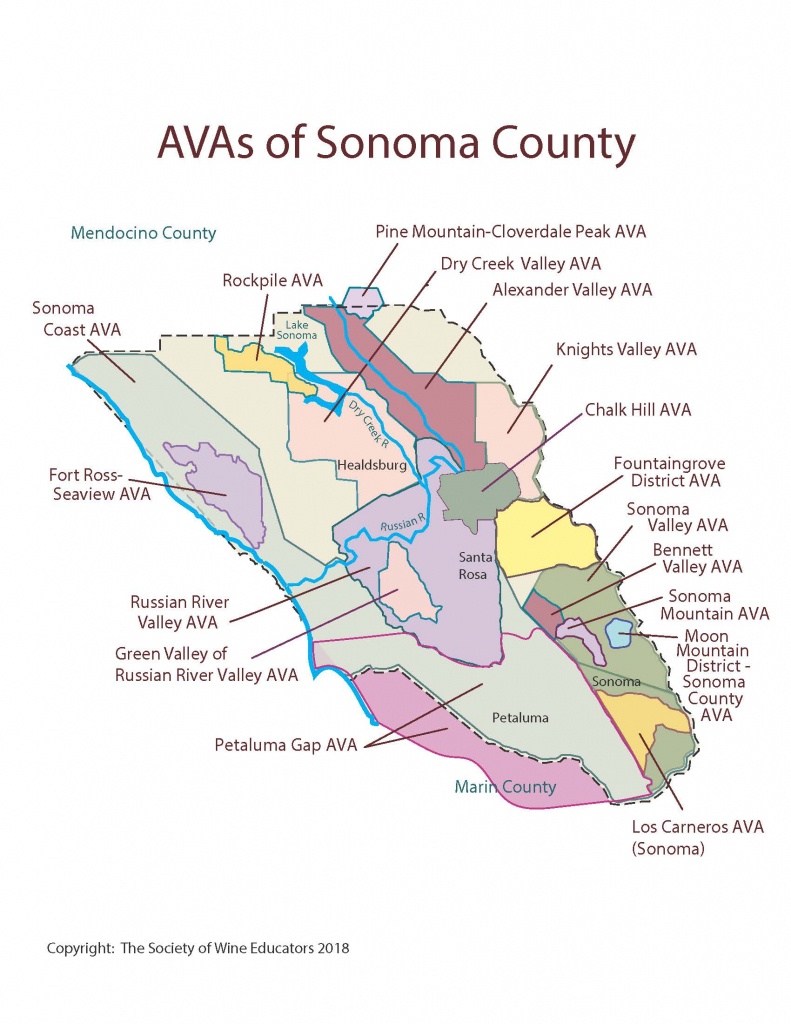 California—Sonoma County: Swe Map 2018 – Wine, Wit, And Wisdom - Sonoma Valley California Map