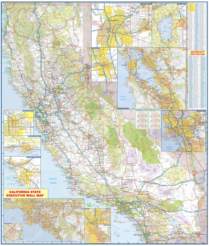 Laminated California Wall Map