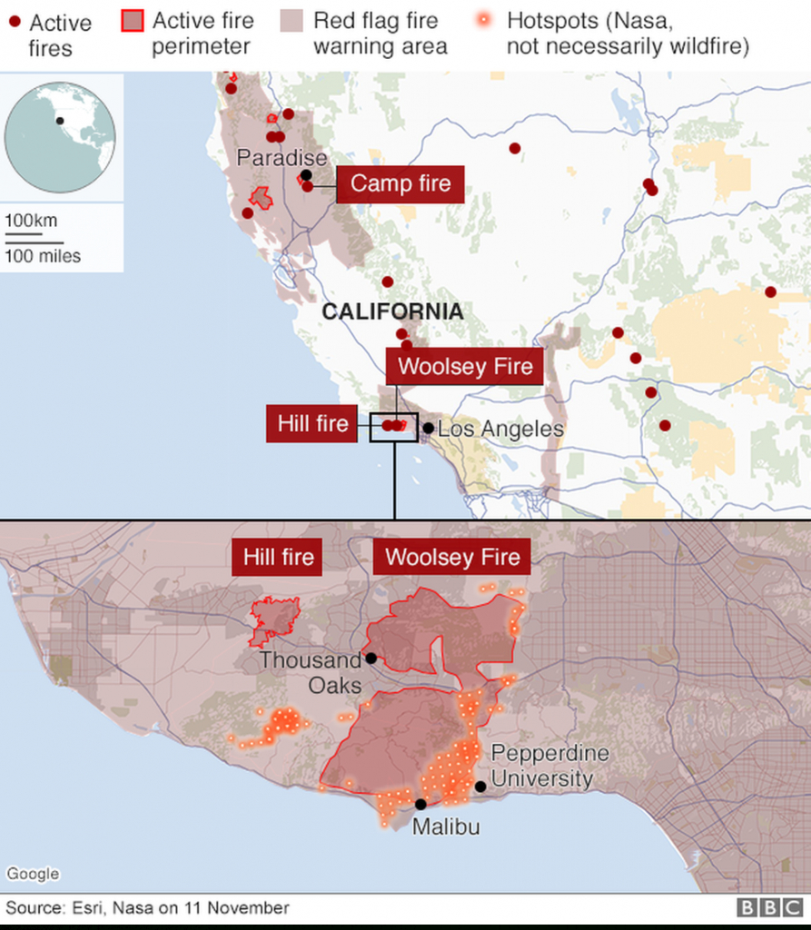California Wildfires: Fears Of Further Damage As Winds Strengthen - Where Are The Fires In California On A Map