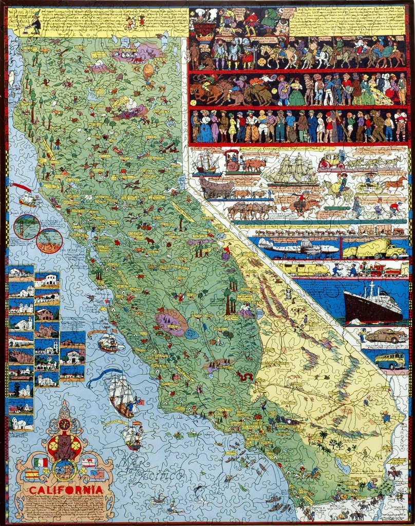 California - Wooden Jigsaw Puzzle - Liberty Puzzles - Made In The Usa - California Map Puzzle