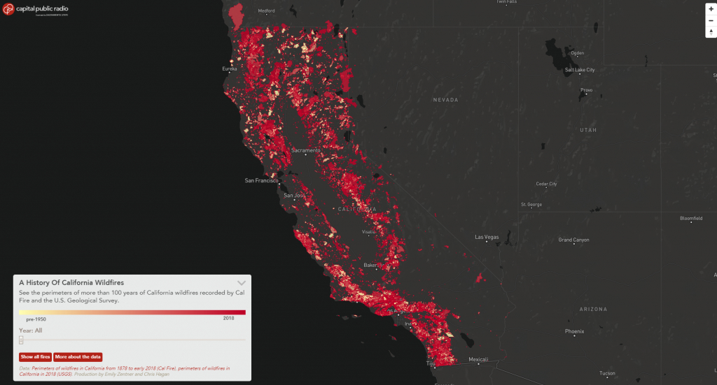 California&amp;#039;s Wildfire History – In One Map | Watts Up With That? - California Wildfires 2018 Map