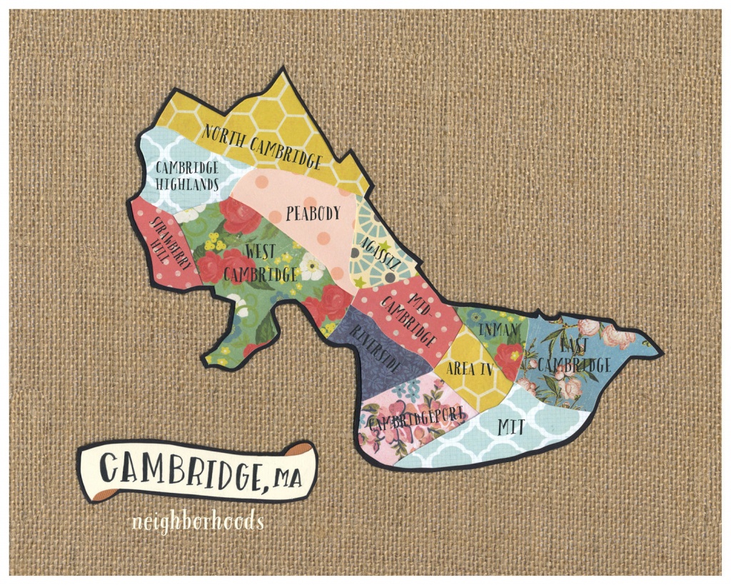 Cambridge Ma Neighborhood Map Original Cut Paper Print Free | Etsy - Printable Map Of Cambridge Ma