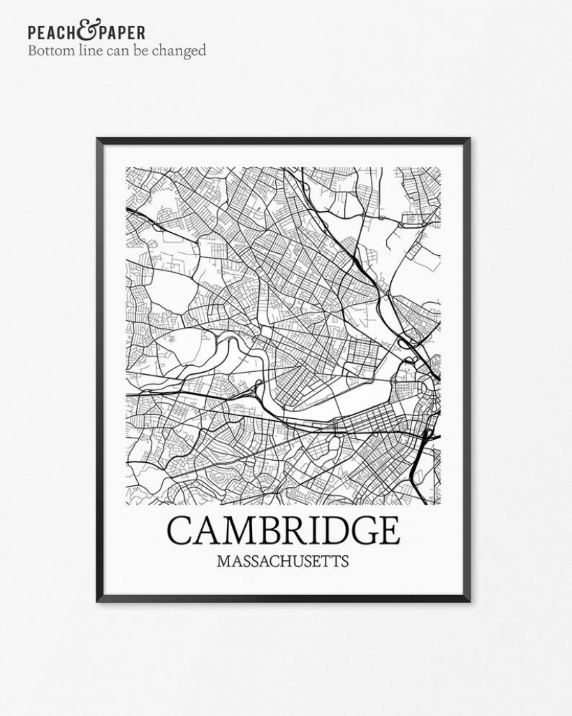 Cambridge Map Art Print Cambridge Poster Map Of Cambridge | Etsy - Printable Map Of Cambridge Ma