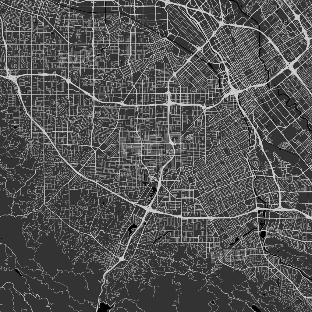 Campbell, California - Area Map - Dark - Campbell California Map