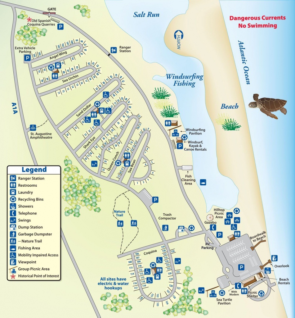 Campground Map Anastasia State Park | Florida | Florida Camping - Map Of Rv Parks In Florida