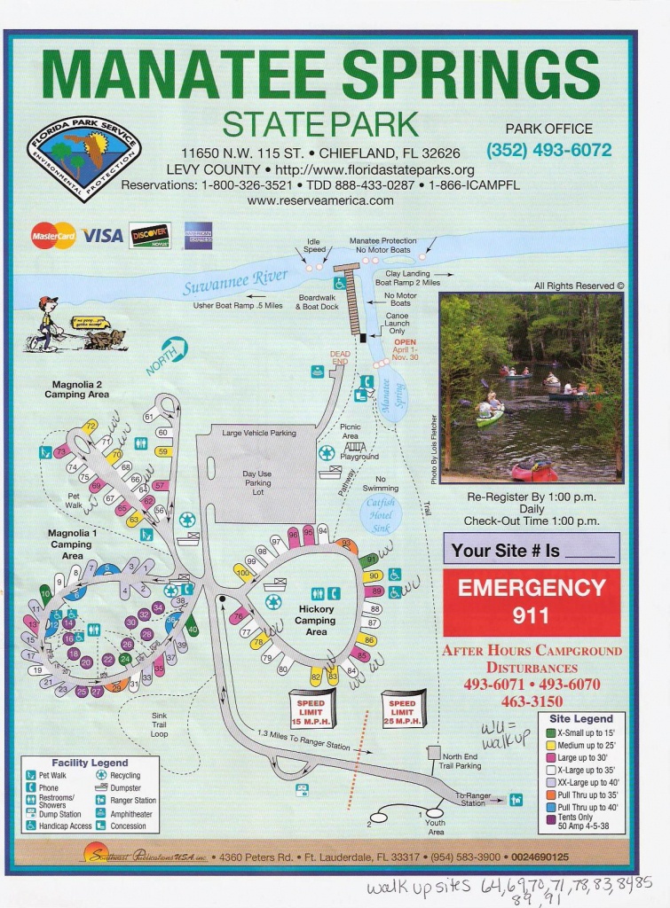 Campground Map - Manatee Springs State Park - Chiefland - Florida - Camping In Florida State Parks Map