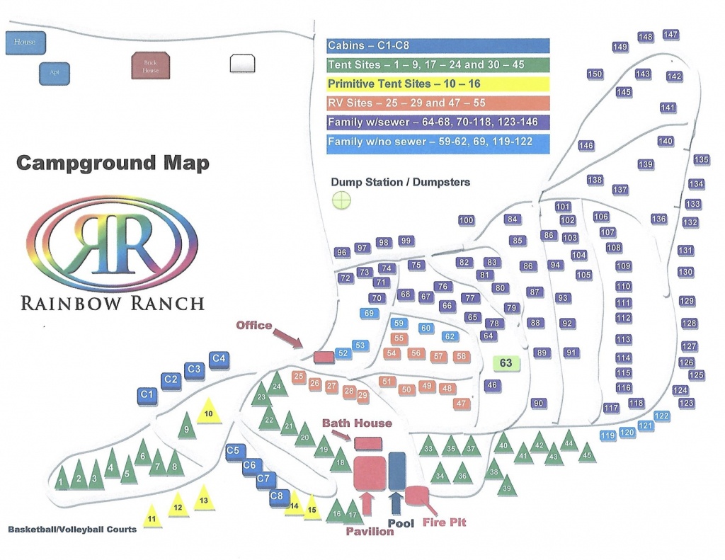 Campground Map | Rainbow Ranch - Texas Campgrounds Map