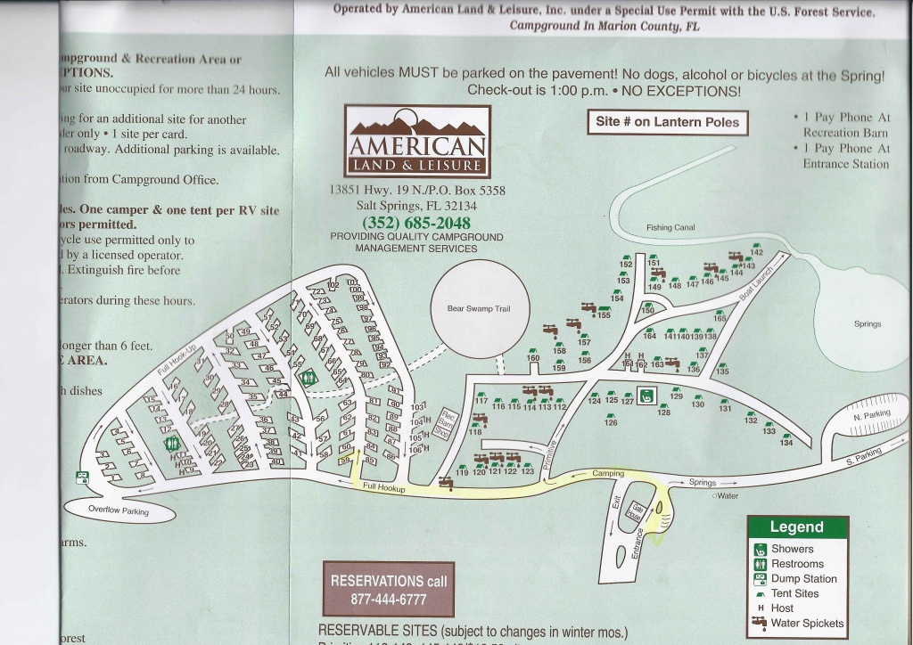 Campground Map - Salt Springs Recreation Area - Salt Springs - Florida - Florida Tent Camping Map