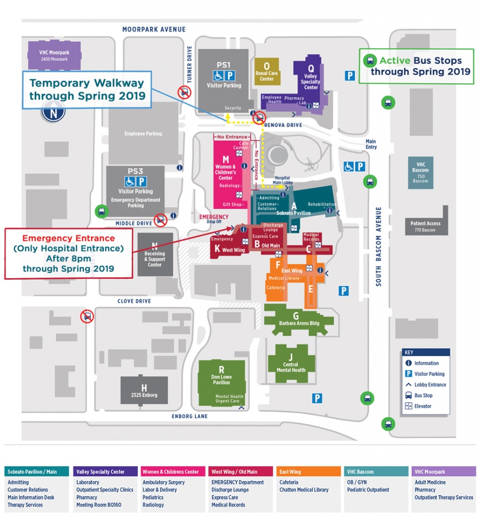 Campus Map Directory | Santa Clara Valley Medical Center - Kaiser Permanente Locations In California Map