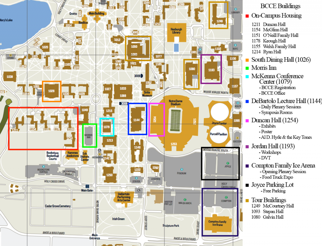 Campus Map - Notre Dame Campus Map Printable