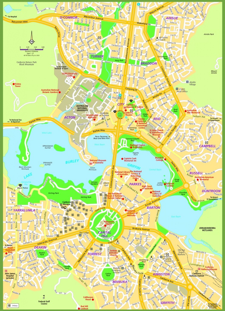 Canberra Street Map - Printable Map Of Canberra