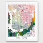 Cape Coral City Urban Map Poster Cape Coral Street Print | Etsy   Street Map Of Cape Coral Florida