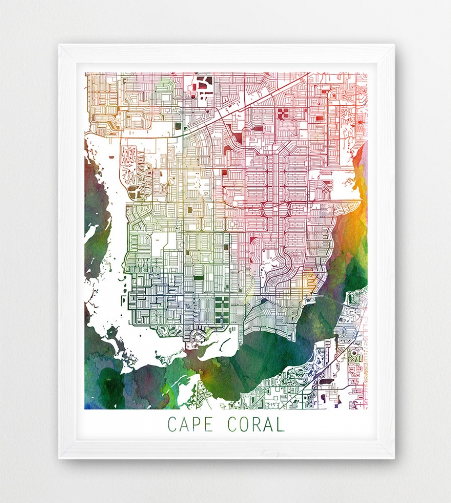 Cape Coral City Urban Map Poster Cape Coral Street Print | Etsy - Street Map Of Cape Coral Florida