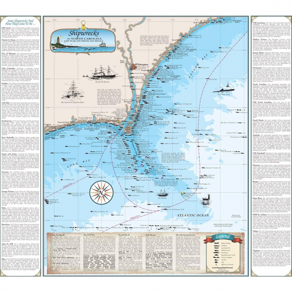 Cape Fear Shipwreck Map - The Map Shop - California Shipwreck Map