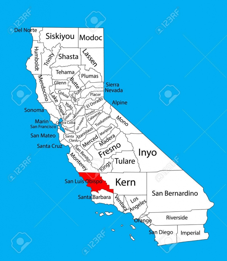 Carte De Vecteur De San Luis Obispo County (Californie, États-Unis D - San Luis Obispo California Map