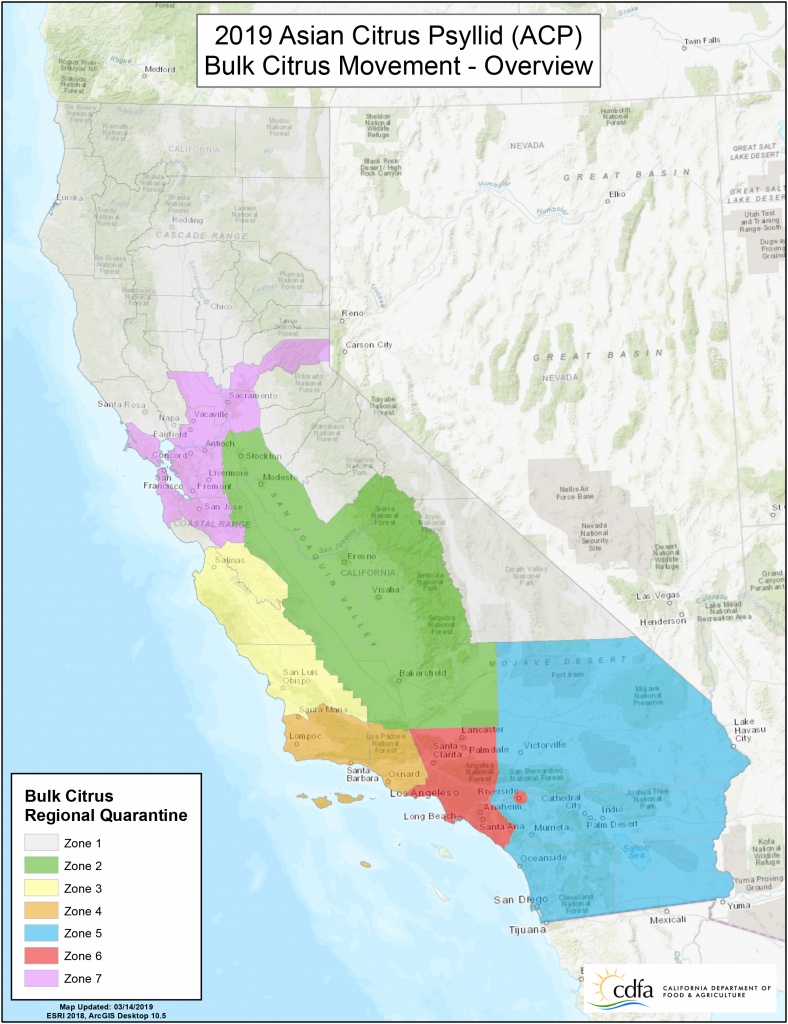 Cdfa - Plant Health - Asian Citrus Psyllid (Acp) - California Zone Map