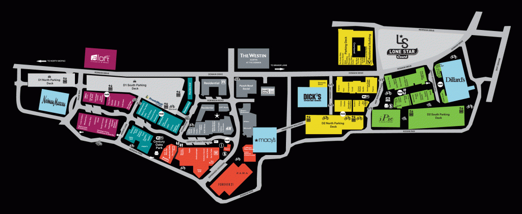 Center Map Of The Domain® - A Shopping Center In Austin, Tx - A - Map Store Austin Texas