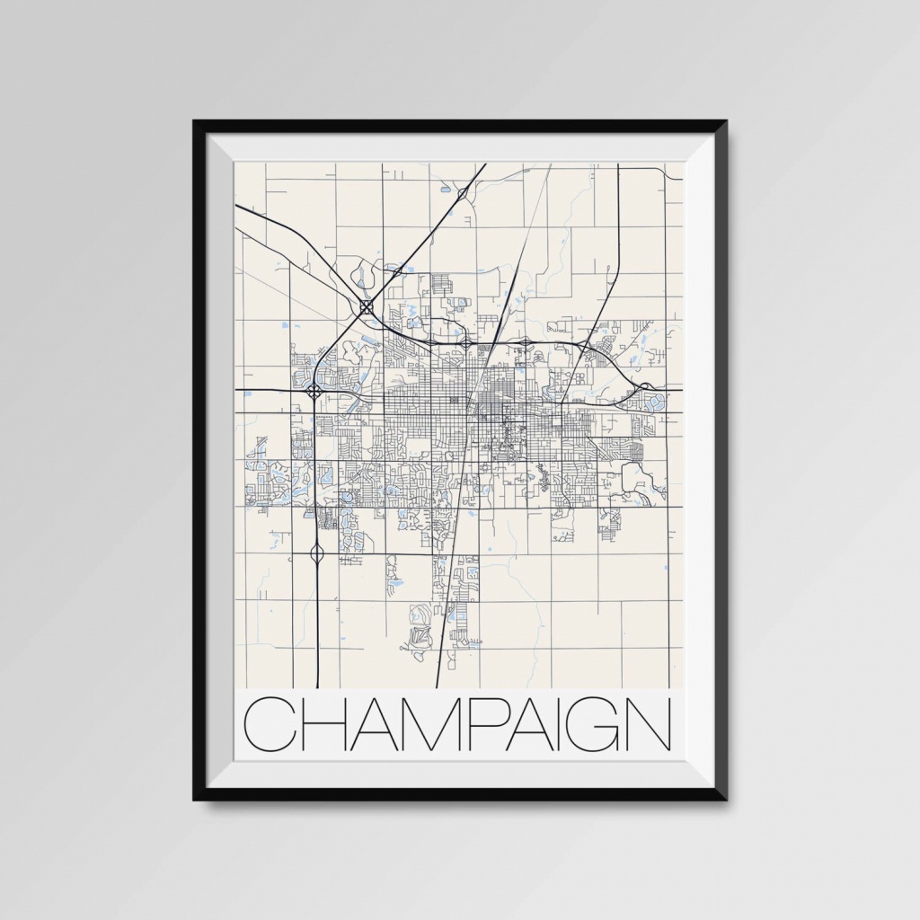Champaign Illinois Map Champaign City Map Print Champaign | Etsy - Printable Map Of Champaign Il