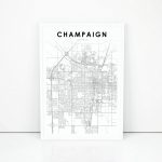 Champaign Map Print Illinois Il Usa Map Art Poster City | Etsy   Printable Map Of Champaign Il
