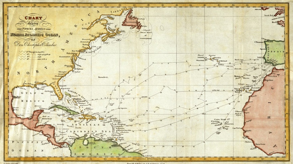 Christopher Columbus Nautical Routes Map (1828) - Youtube - Printable Map Of Christopher Columbus Voyages