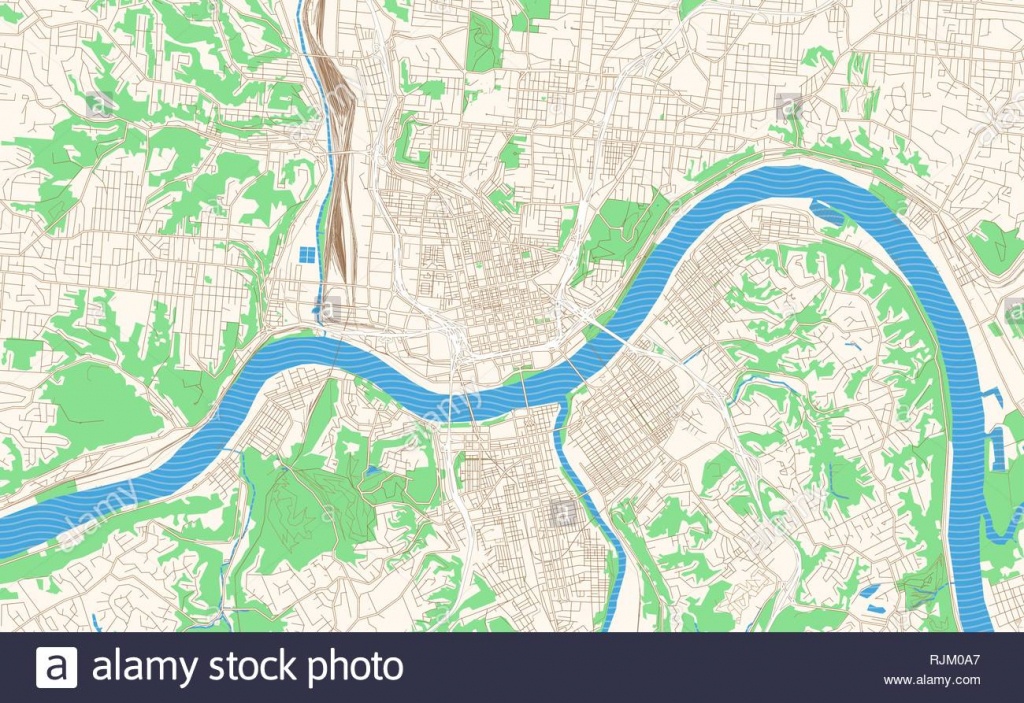 Cincinnati Ohio Printable Map Excerpt. This Vector Streetmap Of - Printable Cincinnati Map