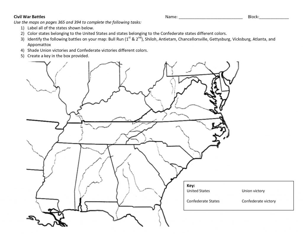 Civil War Map Worksheets