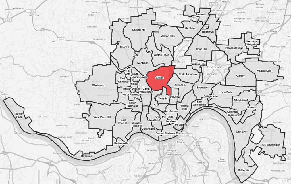 Clifton, Cincinnati - Wikipedia - Printable Cincinnati Map
