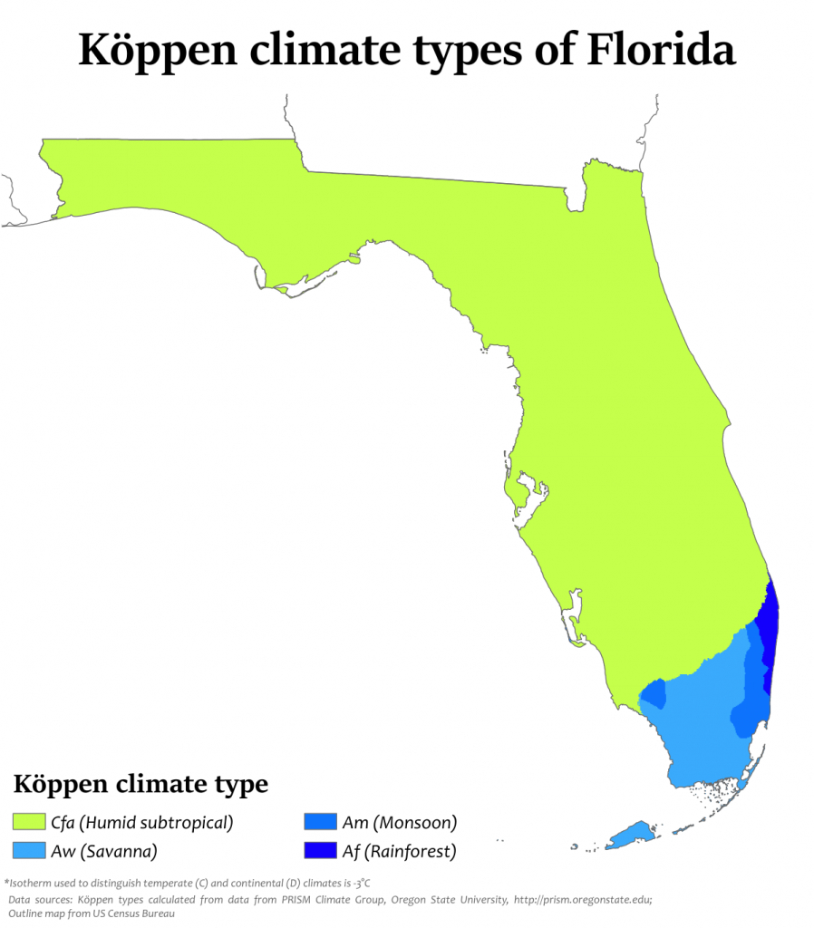 Climate Of Florida - Wikipedia - Florida State Weather Map