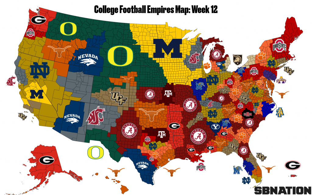 College Football Empires Map: Texas Is Suddenly Top 5 - Sbnation - Texas Land Map