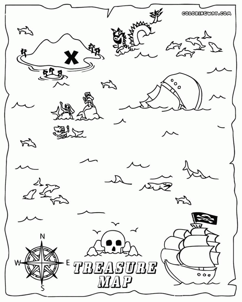 Coloring ~ Pirate Map Coloring Pages Blank Treasure Page Colouring - Pirate Treasure Map Printable