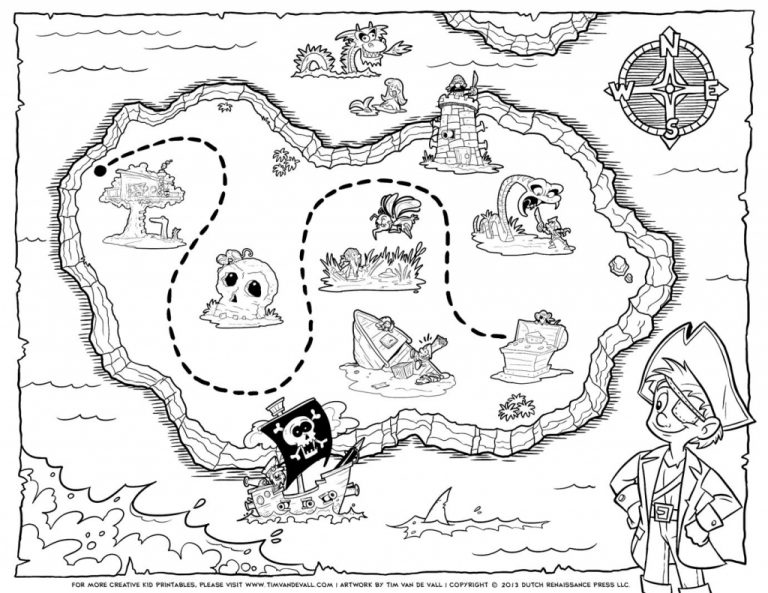 coloring pirate map coloring pages blank treasure page colouring