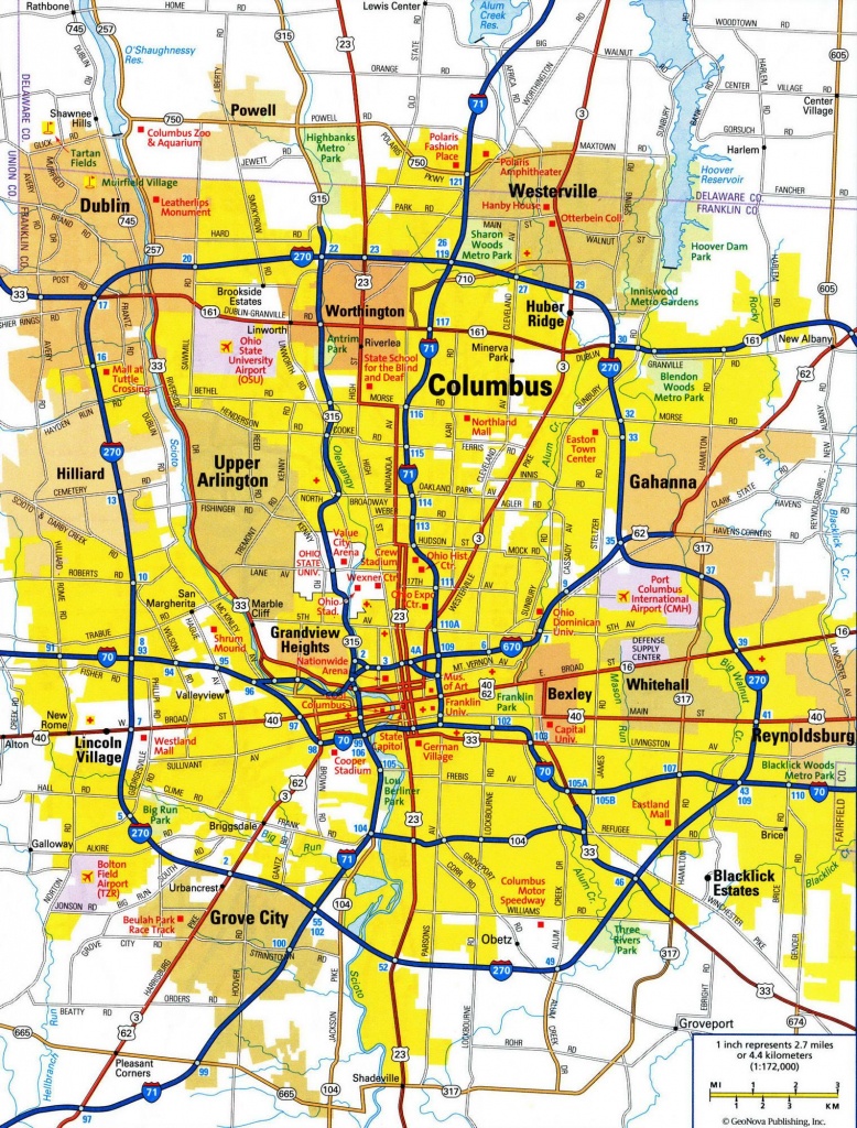 Columbus Ohio Map - Map Of Columbus Oh (Ohio - Usa) - Printable Map Of Columbus Ohio