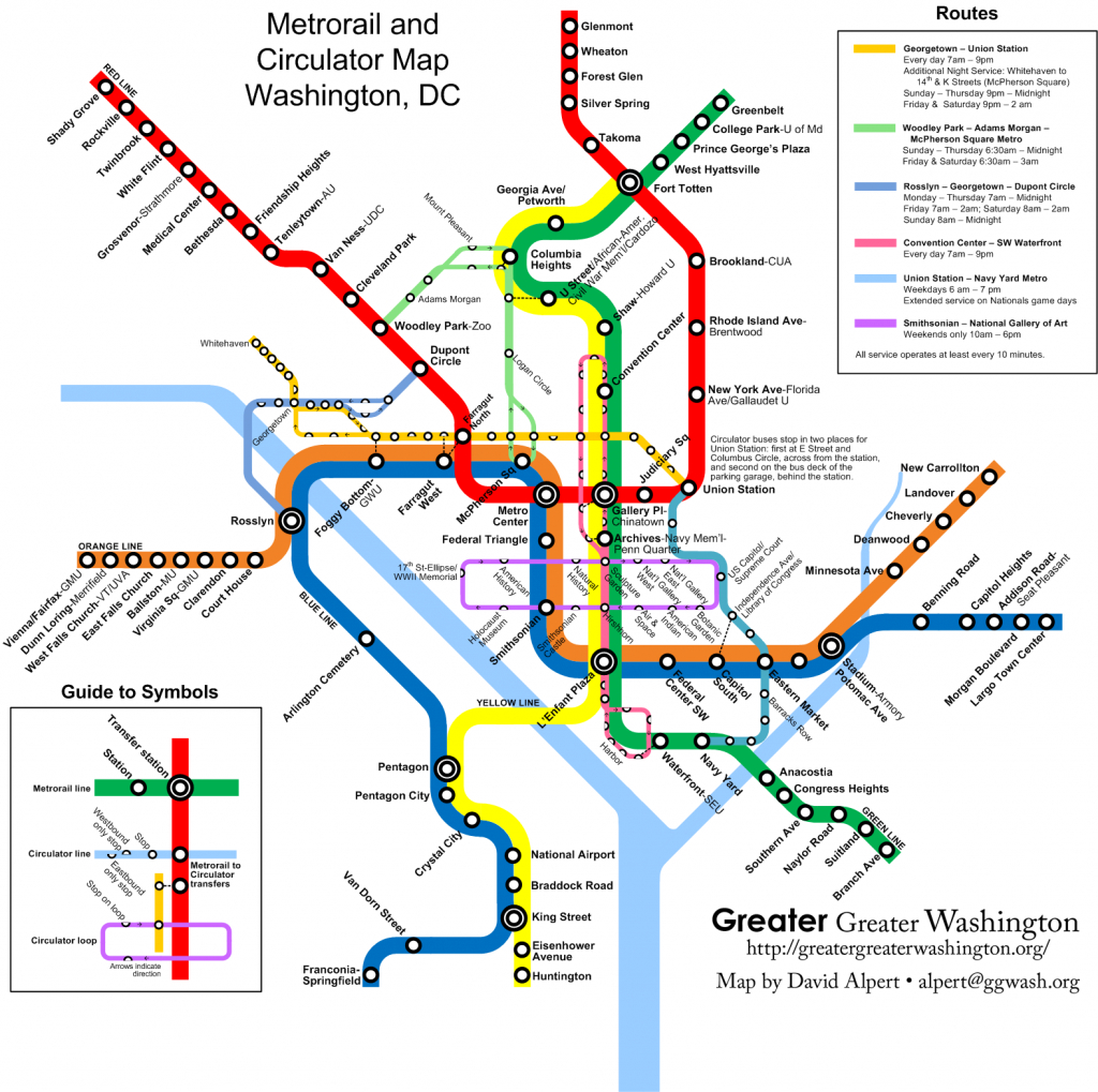 Combine The Circulator And Metro Maps For Visitors Greater Greater Washington Dc Subway Map Printable 