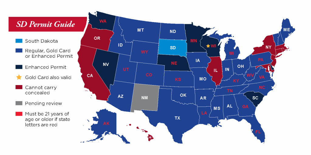 Concealed Pistol Permits: South Dakota Secretary Of State - Florida Ccw Reciprocity Map 2017