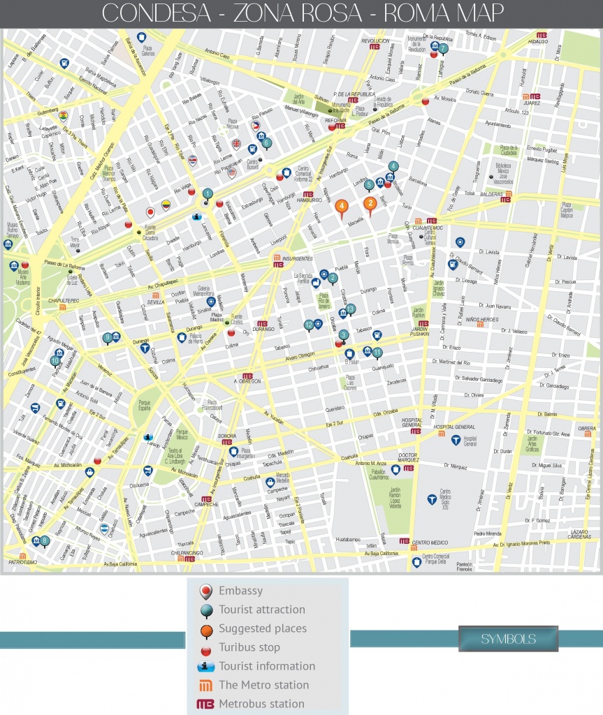 Condesa, Zona Rosa And Roma Map (Mexico City) - Roma Texas Map