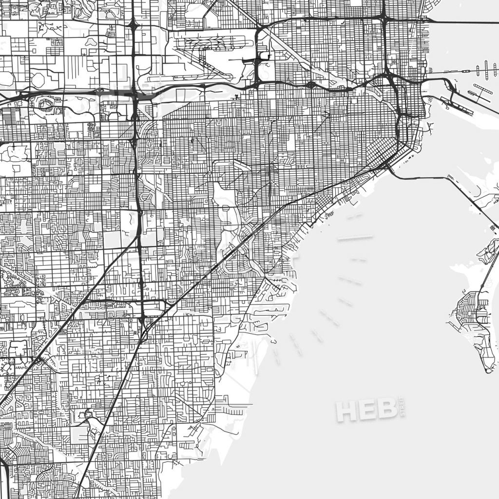 Coral Gables, Florida - Area Map - Light | Hebstreits Sketches - Coral Gables Florida Map