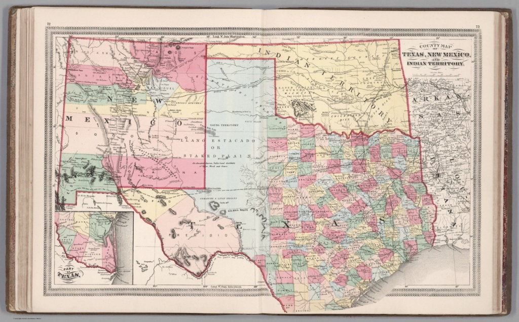 County Map Of Texas, New Mexico, And Indian Territory - David Rumsey - Map Of New Mexico And Texas