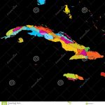 Cuba, Caribbean, Colorful Vector Map On Black Stock Vector   Printable Outline Map Of Cuba