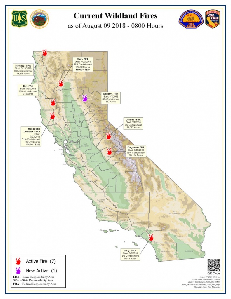 Current California Wildfires As Of August, 9Th - - Map Of Current California Wildfires