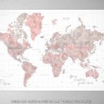 Custom Large & Highly Detailed World Map Canvas Print Or Push Pin   Detailed World Map Printable