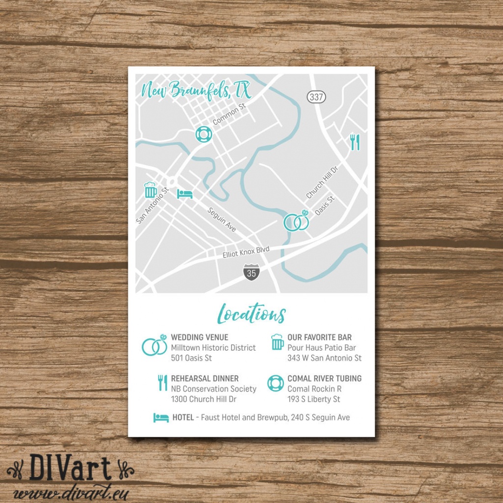 Custom Wedding Map Event Map Directions Locations | Etsy - Printable Map Directions For Invitations