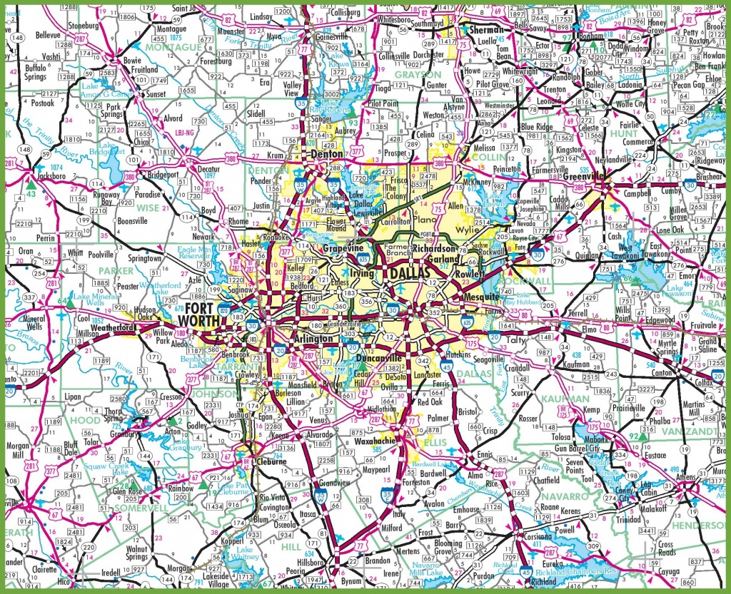 Dallas Area Road Map - Printable Map Of Dfw Metroplex